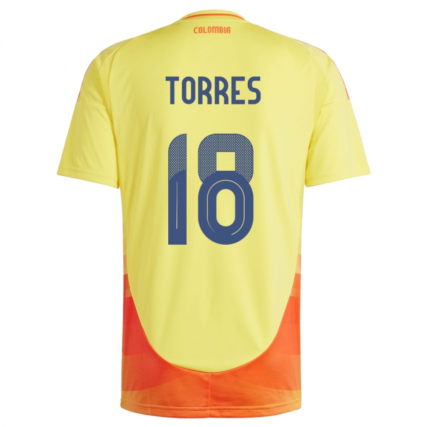 Gyermek Kolumbia Jhojan Torres #18 Sárga Hazai Jersey 24-26 Mez Póló Ing