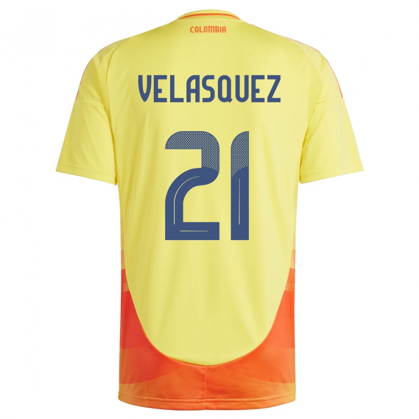 Gyermek Kolumbia Samuel Velásquez #21 Sárga Hazai Jersey 24-26 Mez Póló Ing