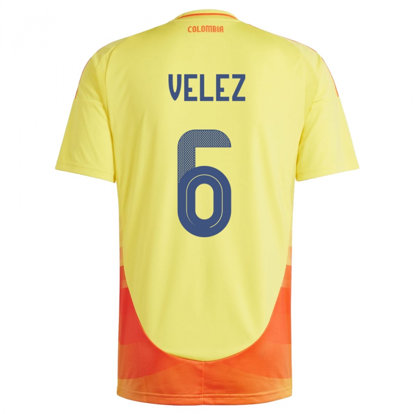 Gyermek Kolumbia Jhon Vélez #6 Sárga Hazai Jersey 24-26 Mez Póló Ing