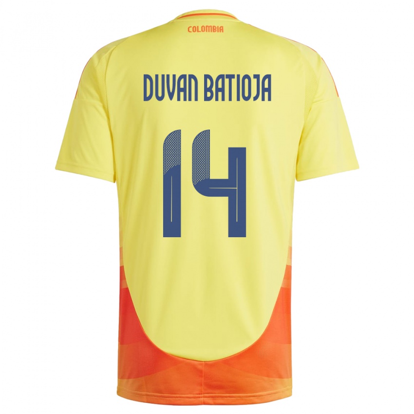 Gyermek Kolumbia Andy Duván Batioja #14 Sárga Hazai Jersey 24-26 Mez Póló Ing