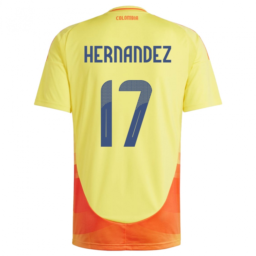 Gyermek Kolumbia Jhoan Hernández #17 Sárga Hazai Jersey 24-26 Mez Póló Ing