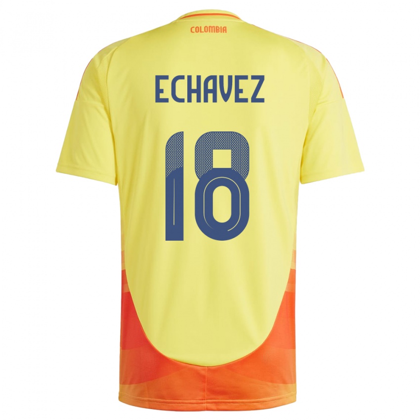 Gyermek Kolumbia Jhon Echavez #18 Sárga Hazai Jersey 24-26 Mez Póló Ing