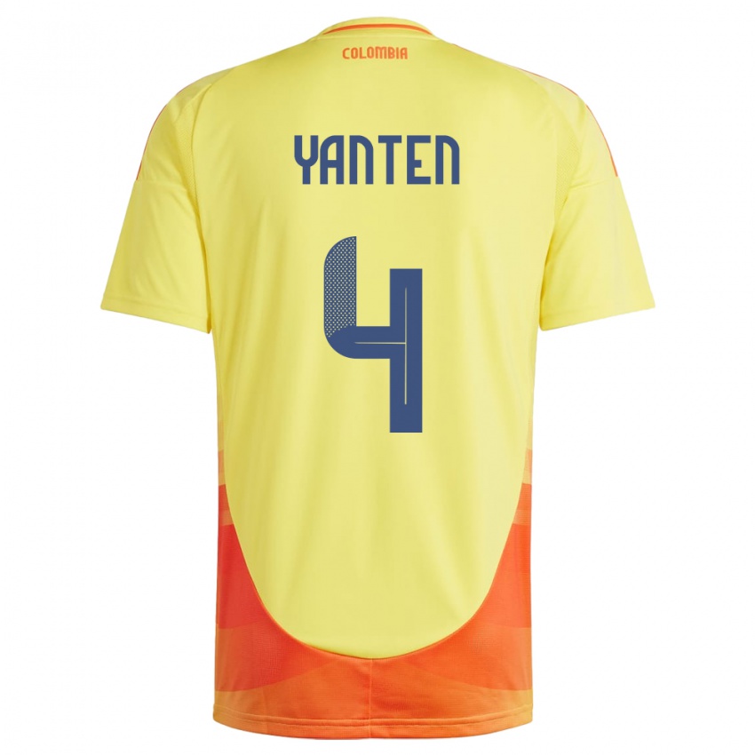 Gyermek Kolumbia Fabiana Yantén #4 Sárga Hazai Jersey 24-26 Mez Póló Ing