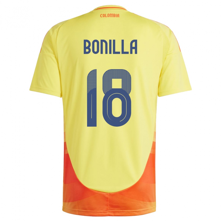 Gyermek Kolumbia Wendy Bonilla #18 Sárga Hazai Jersey 24-26 Mez Póló Ing