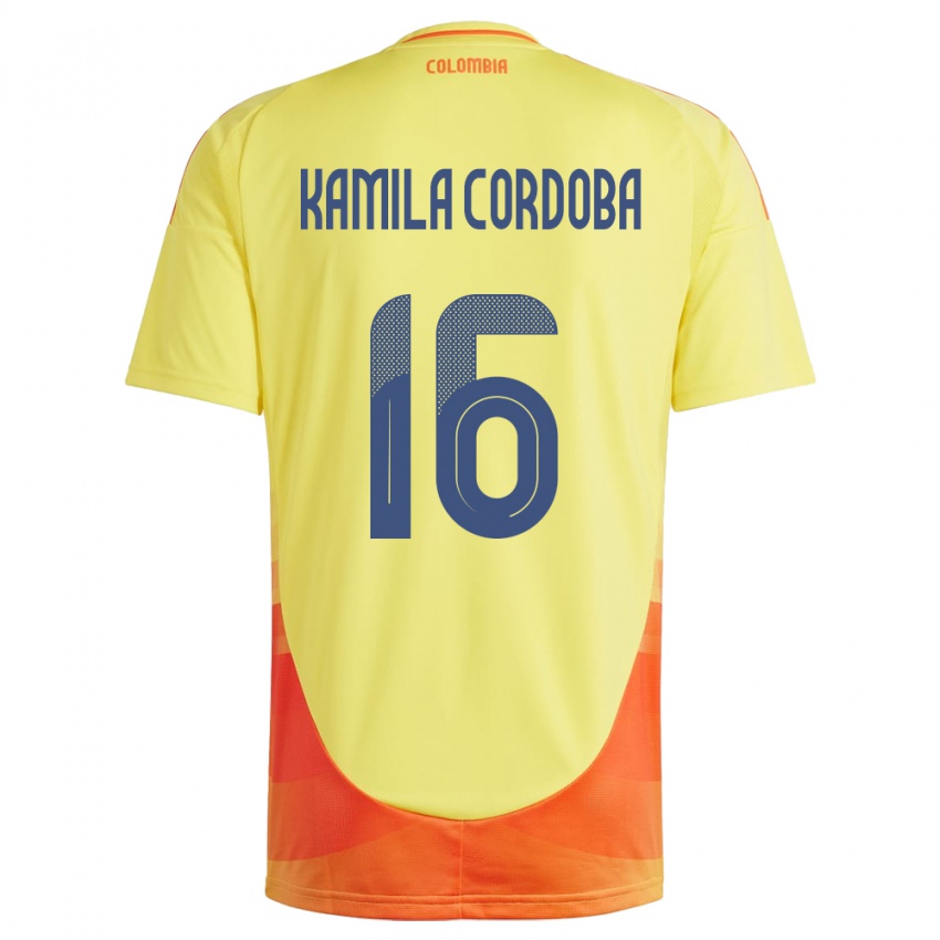 Gyermek Kolumbia Sara Kamila Córdoba #16 Sárga Hazai Jersey 24-26 Mez Póló Ing