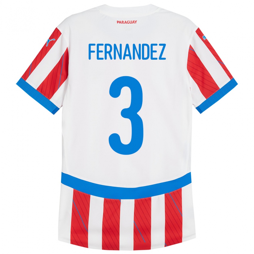 Gyermek Paraguay Roberto Fernández #3 Fehér Piros Hazai Jersey 24-26 Mez Póló Ing