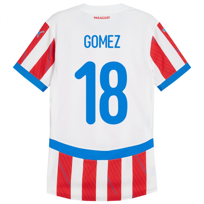 Gyermek Paraguay Diego Gómez #18 Fehér Piros Hazai Jersey 24-26 Mez Póló Ing