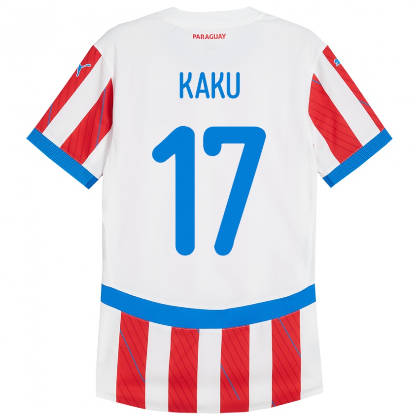 Gyermek Paraguay Kaku #17 Fehér Piros Hazai Jersey 24-26 Mez Póló Ing