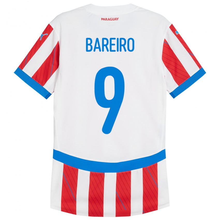 Gyermek Paraguay Adam Bareiro #9 Fehér Piros Hazai Jersey 24-26 Mez Póló Ing