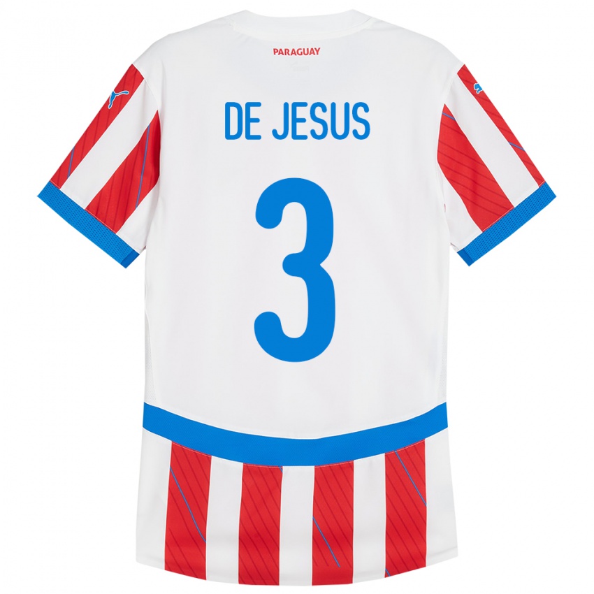 Gyermek Paraguay Ronaldo De Jesús #3 Fehér Piros Hazai Jersey 24-26 Mez Póló Ing