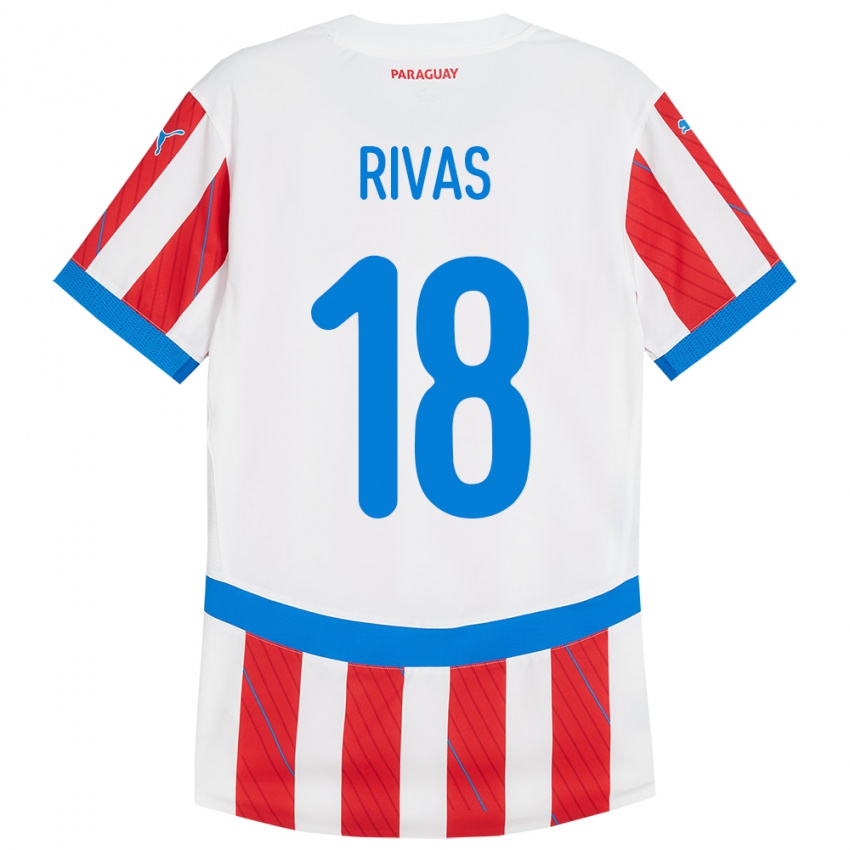 Gyermek Paraguay Daniel Rivas #18 Fehér Piros Hazai Jersey 24-26 Mez Póló Ing