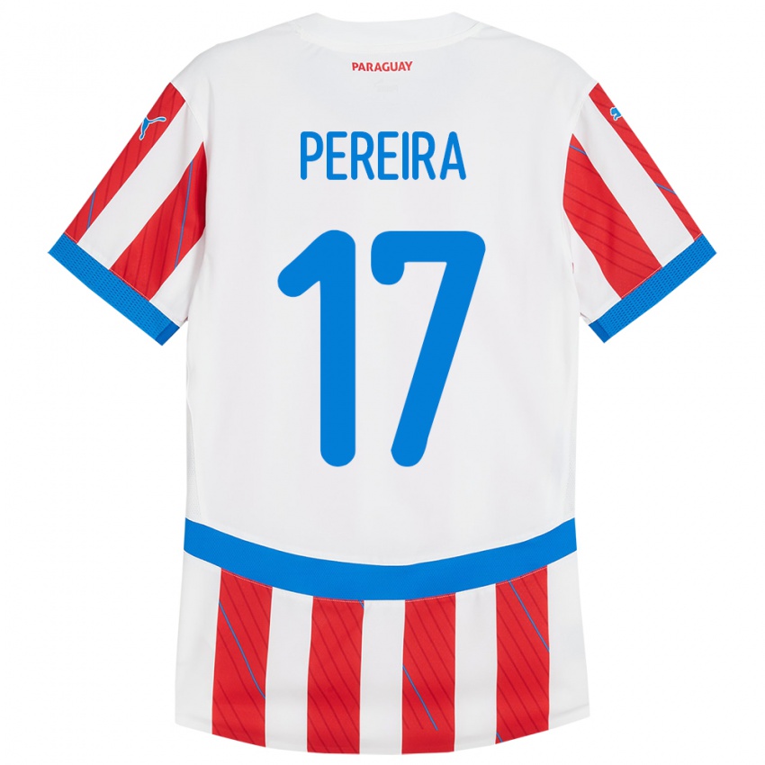 Gyermek Paraguay Kevin Pereira #17 Fehér Piros Hazai Jersey 24-26 Mez Póló Ing