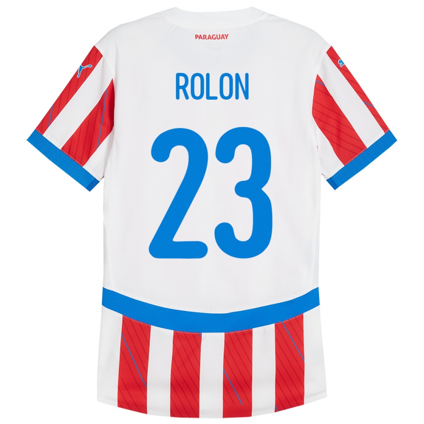 Gyermek Paraguay Luis Rolón #23 Fehér Piros Hazai Jersey 24-26 Mez Póló Ing