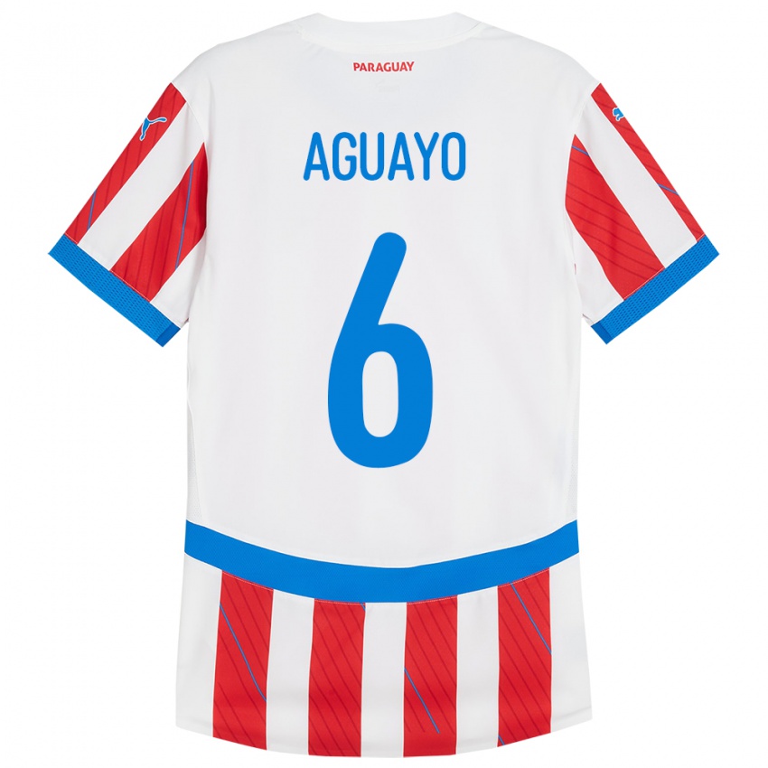 Gyermek Paraguay Ángel Aguayo #6 Fehér Piros Hazai Jersey 24-26 Mez Póló Ing