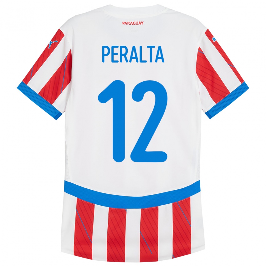 Gyermek Paraguay Jesús Peralta #12 Fehér Piros Hazai Jersey 24-26 Mez Póló Ing