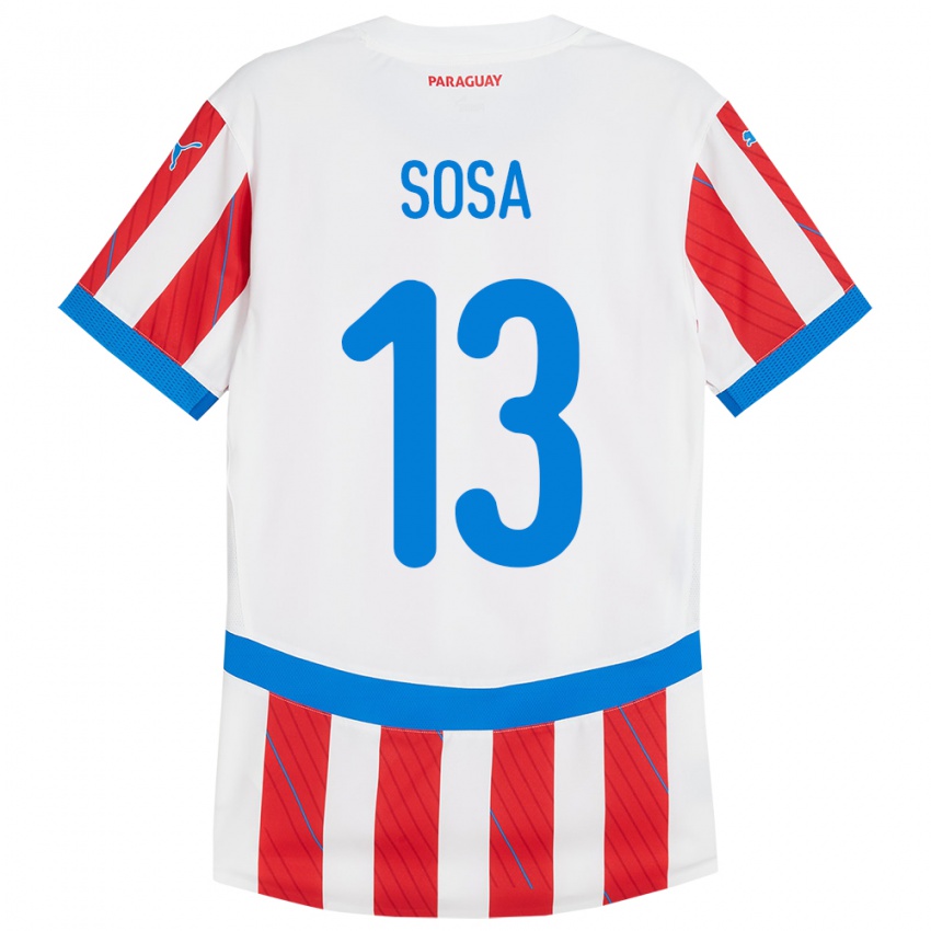 Gyermek Paraguay Alex Sosa #13 Fehér Piros Hazai Jersey 24-26 Mez Póló Ing