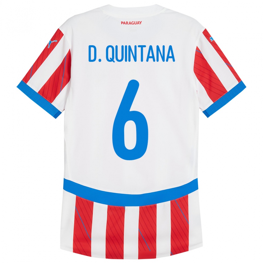 Gyermek Paraguay Dulce Quintana #6 Fehér Piros Hazai Jersey 24-26 Mez Póló Ing