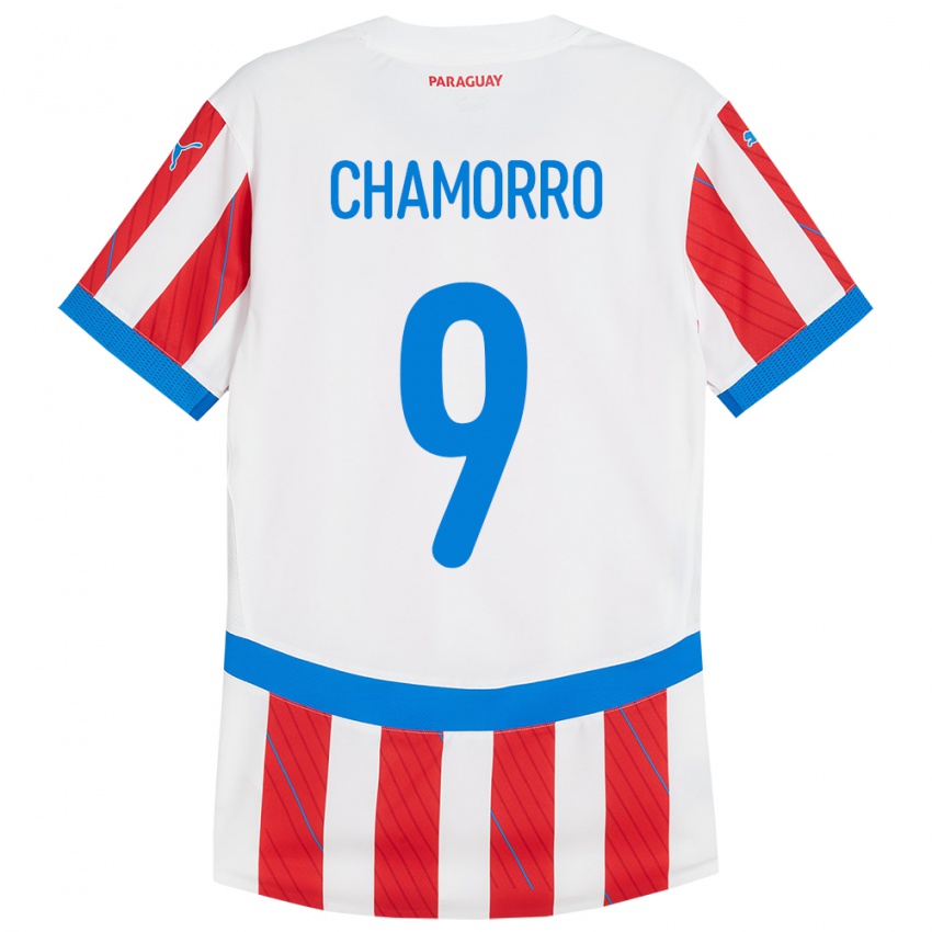 Gyermek Paraguay Lice Chamorro #9 Fehér Piros Hazai Jersey 24-26 Mez Póló Ing