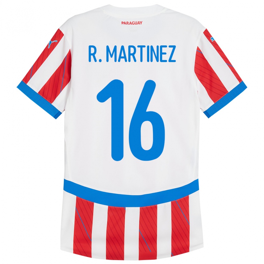 Gyermek Paraguay Ramona Martínez #16 Fehér Piros Hazai Jersey 24-26 Mez Póló Ing