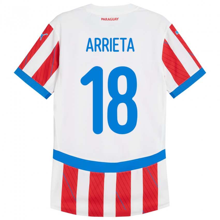 Gyermek Paraguay Camila Arrieta #18 Fehér Piros Hazai Jersey 24-26 Mez Póló Ing