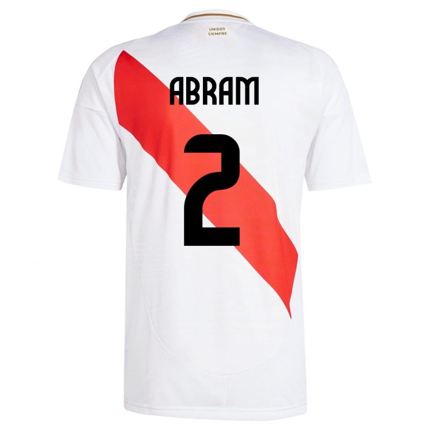 Gyermek Peru Luis Abram #2 Fehér Hazai Jersey 24-26 Mez Póló Ing