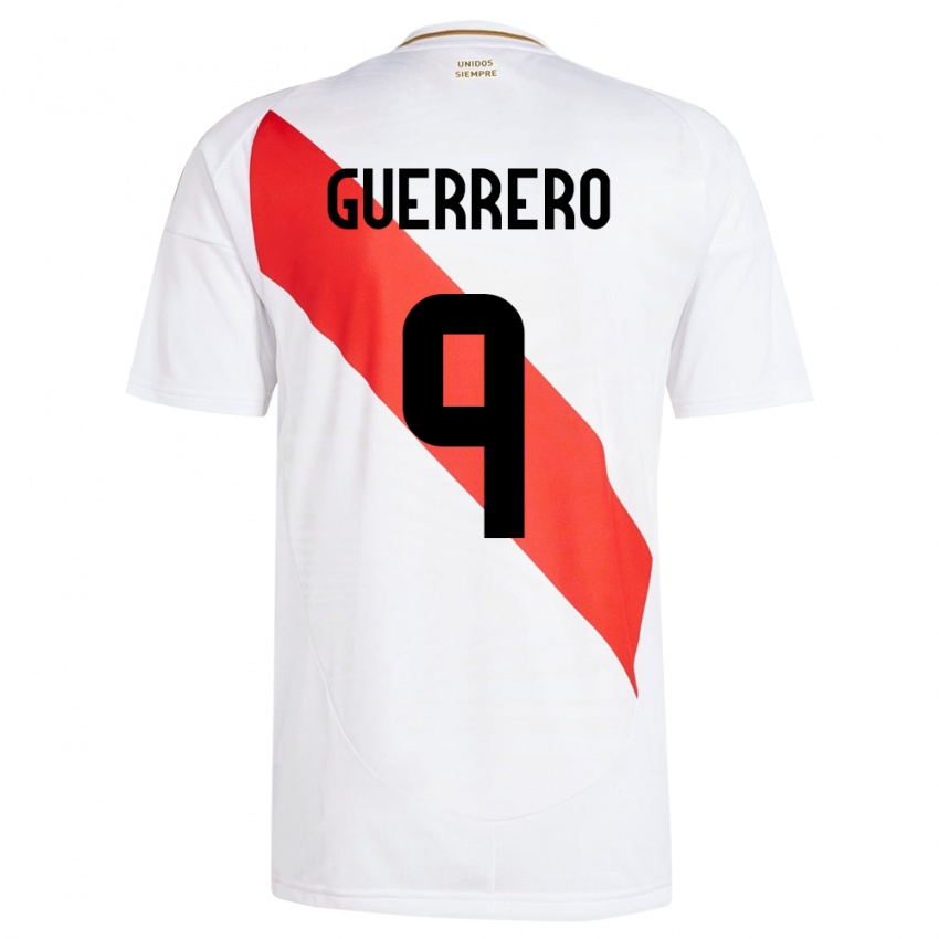 Gyermek Peru Paolo Guerrero #9 Fehér Hazai Jersey 24-26 Mez Póló Ing