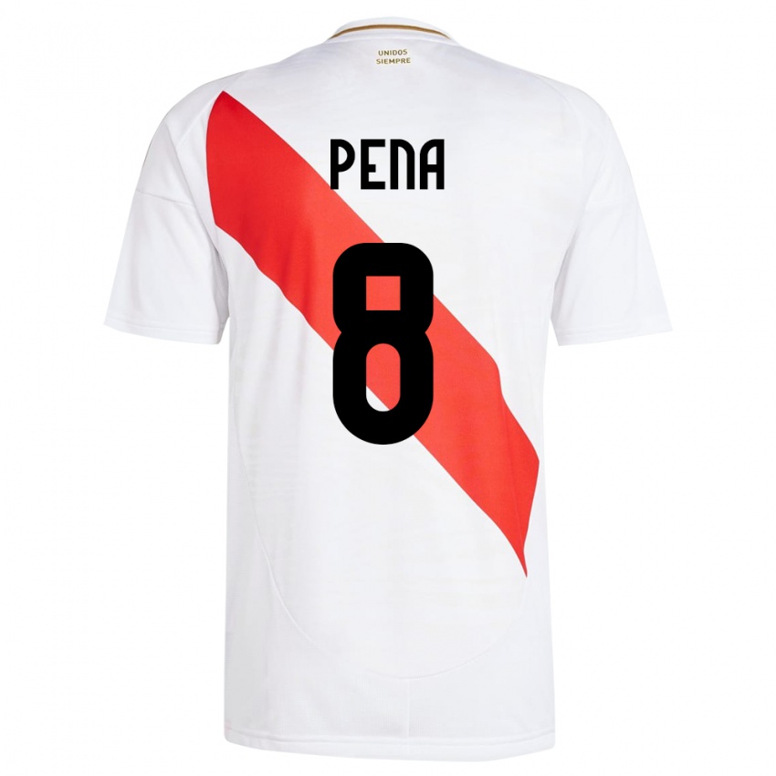 Gyermek Peru Sergio Peña #8 Fehér Hazai Jersey 24-26 Mez Póló Ing