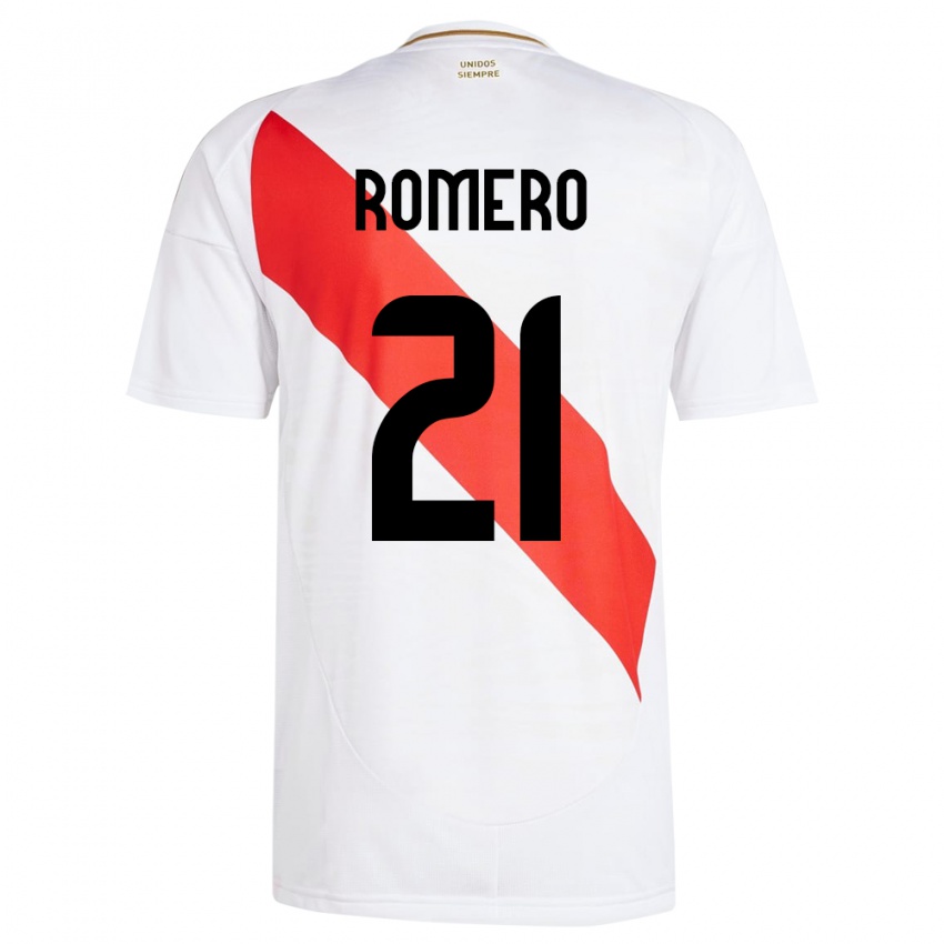 Gyermek Peru Diego Romero #21 Fehér Hazai Jersey 24-26 Mez Póló Ing