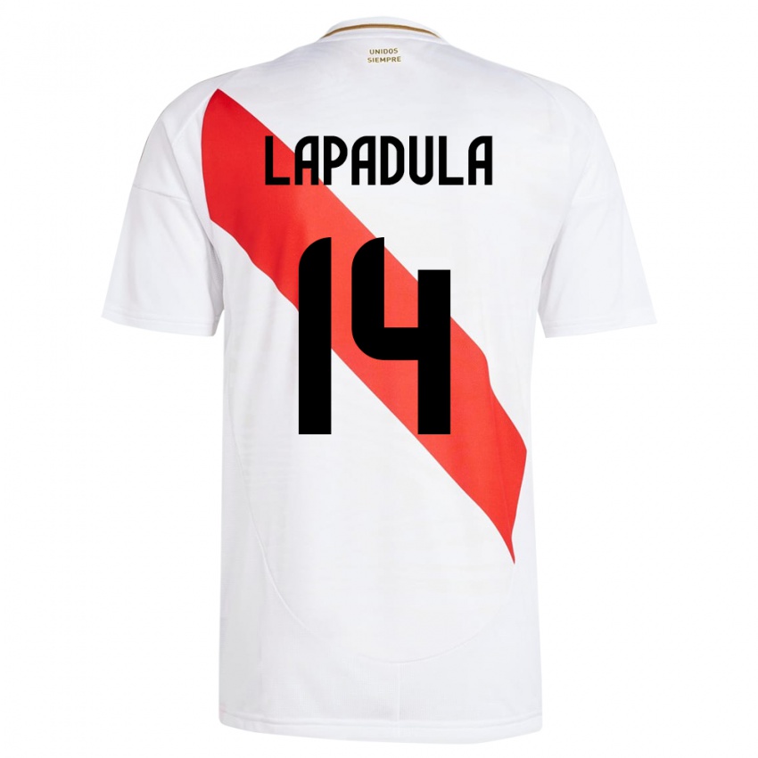 Gyermek Peru Gianluca Lapadula #14 Fehér Hazai Jersey 24-26 Mez Póló Ing