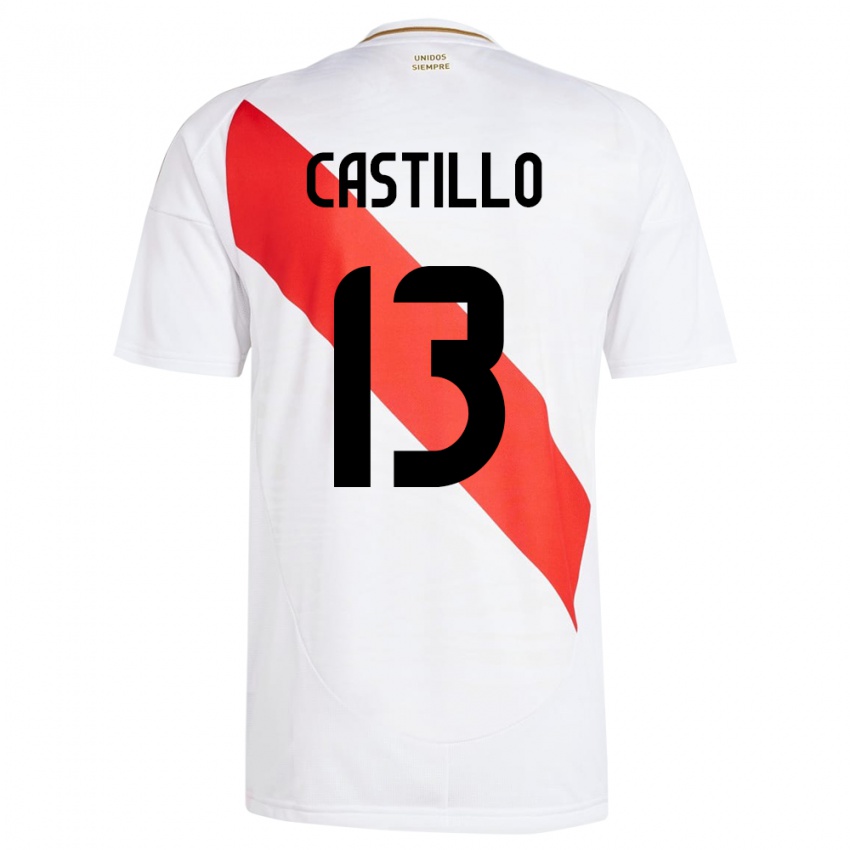 Gyermek Peru Jesús Castillo #13 Fehér Hazai Jersey 24-26 Mez Póló Ing