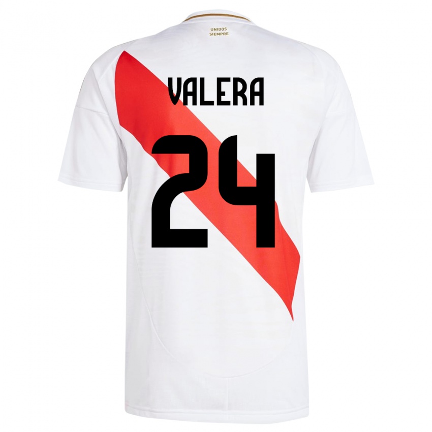 Gyermek Peru Álex Valera #24 Fehér Hazai Jersey 24-26 Mez Póló Ing