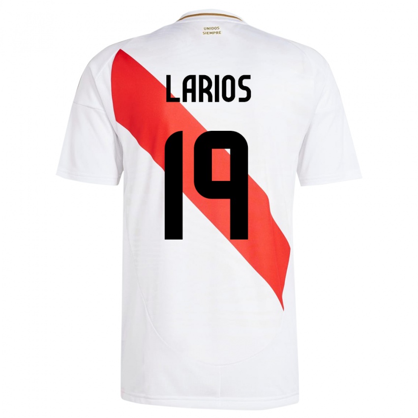 Gyermek Peru Guillermo Larios #19 Fehér Hazai Jersey 24-26 Mez Póló Ing