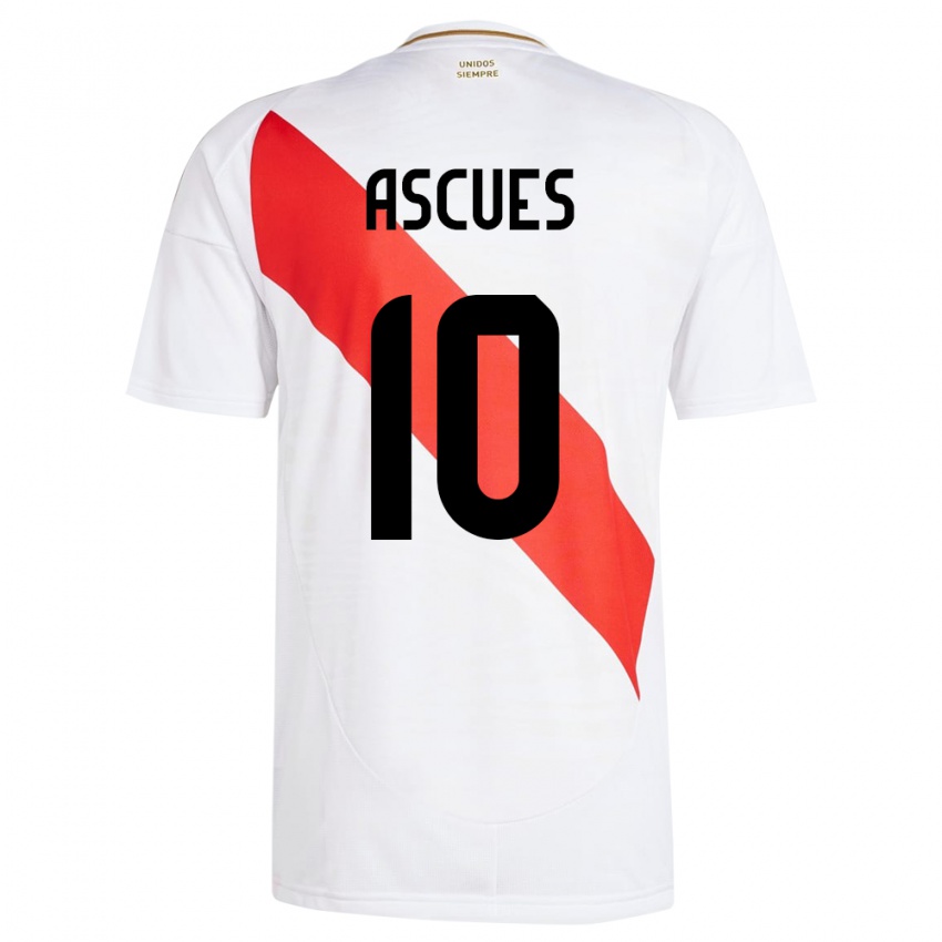 Gyermek Peru Adrián Ascues #10 Fehér Hazai Jersey 24-26 Mez Póló Ing