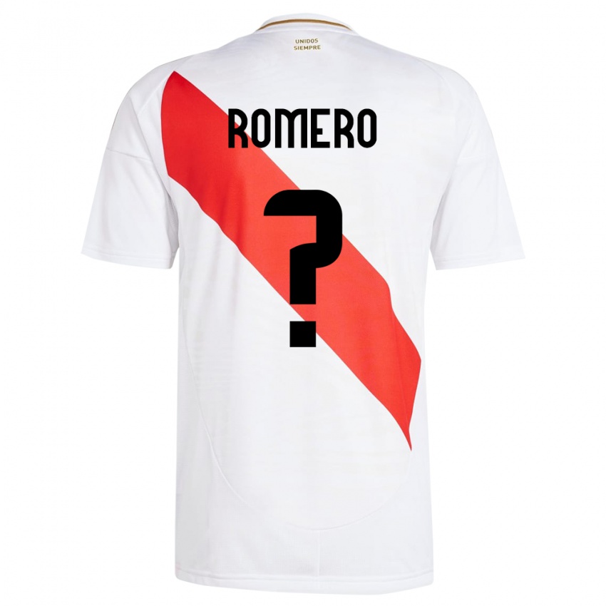 Gyermek Peru José Romero #0 Fehér Hazai Jersey 24-26 Mez Póló Ing