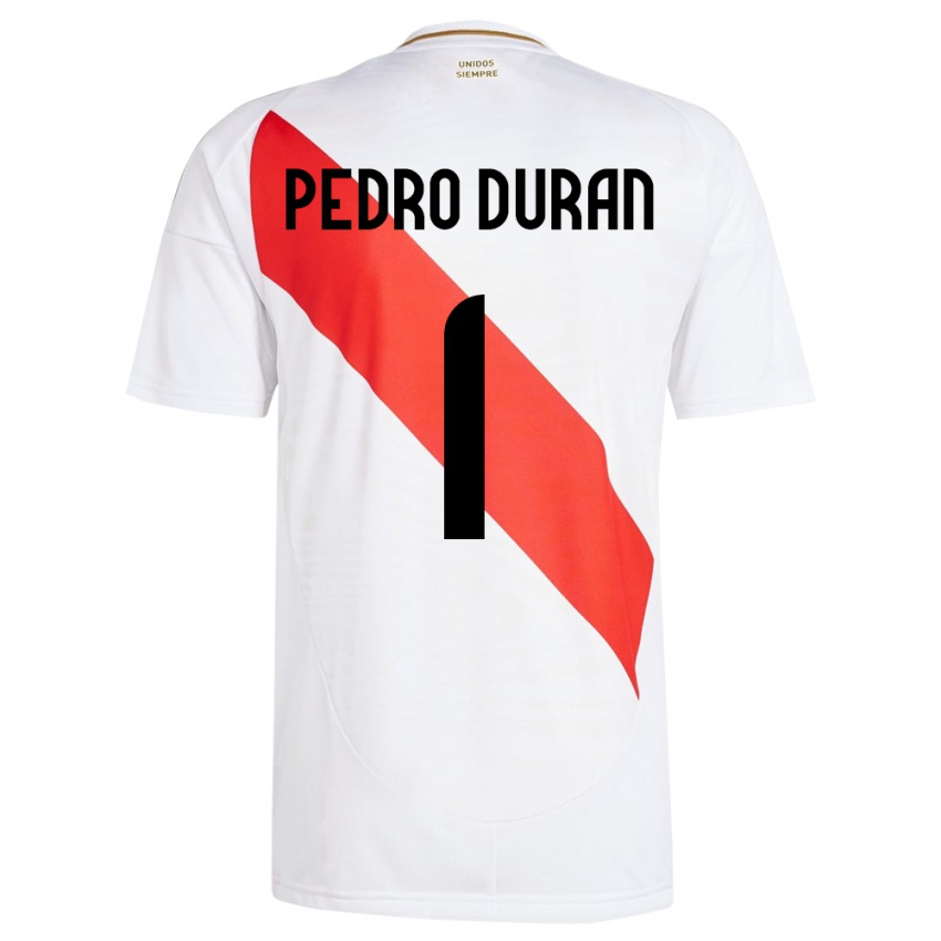 Gyermek Peru Juan Pedro Durán #1 Fehér Hazai Jersey 24-26 Mez Póló Ing