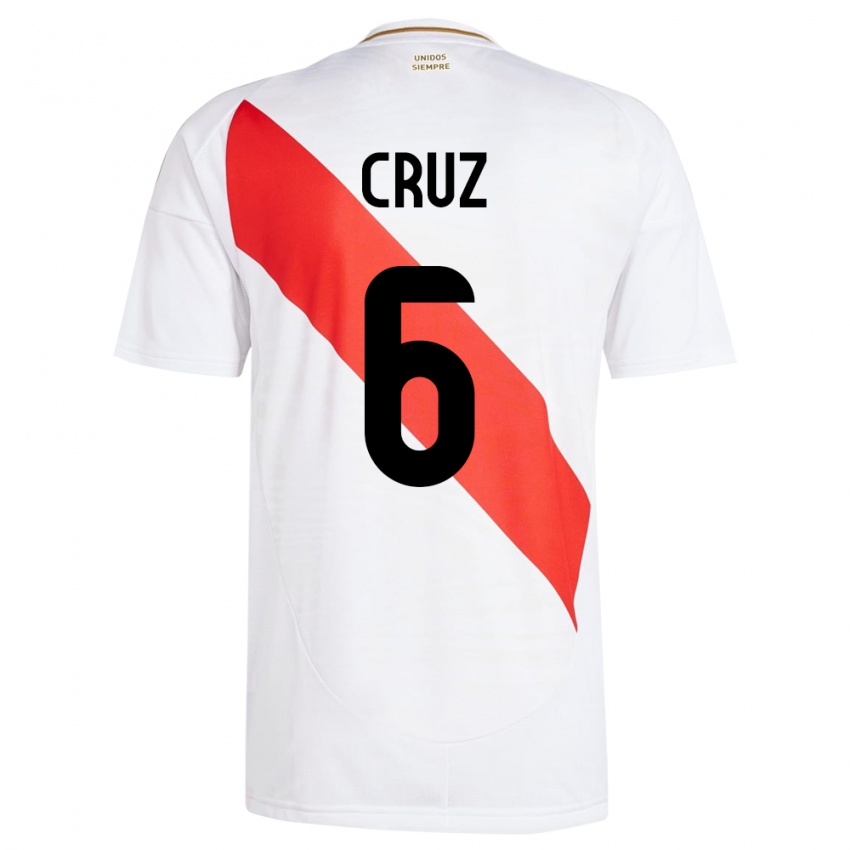 Gyermek Peru Esteban Cruz #6 Fehér Hazai Jersey 24-26 Mez Póló Ing