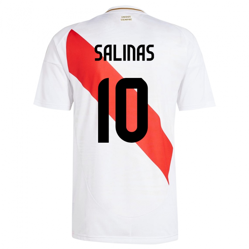 Gyermek Peru Thiago Salinas #10 Fehér Hazai Jersey 24-26 Mez Póló Ing