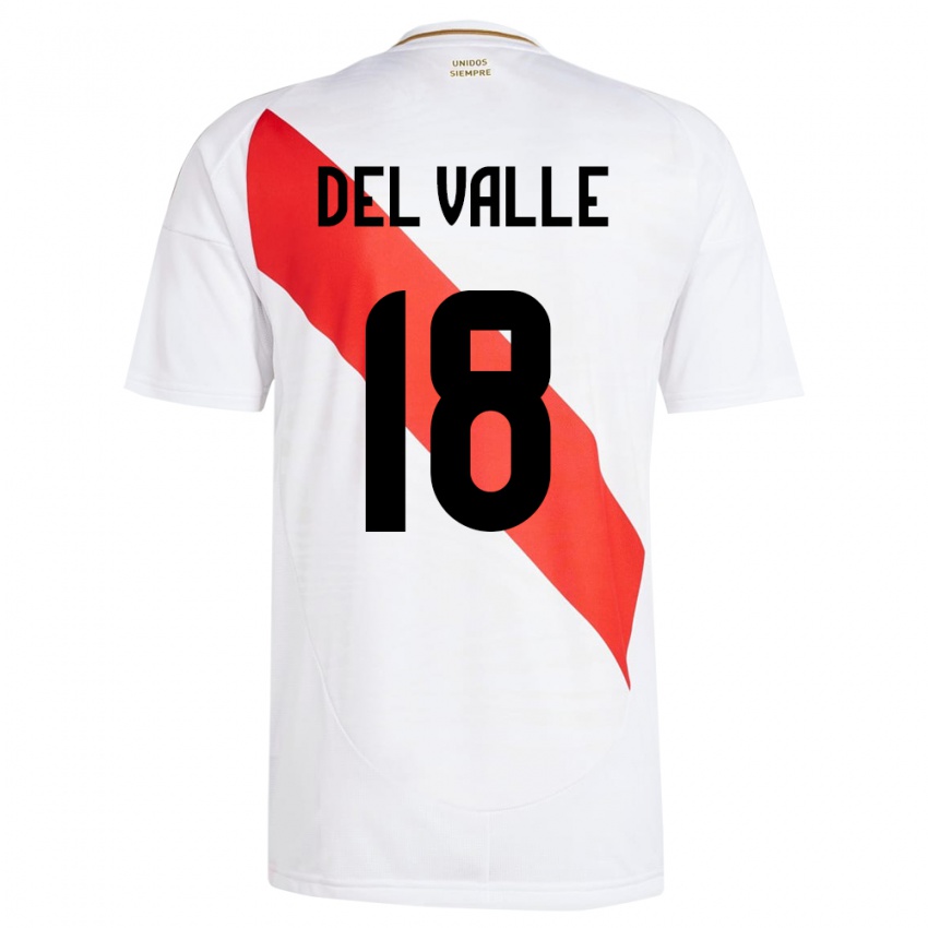 Gyermek Peru Yamir Del Valle #18 Fehér Hazai Jersey 24-26 Mez Póló Ing