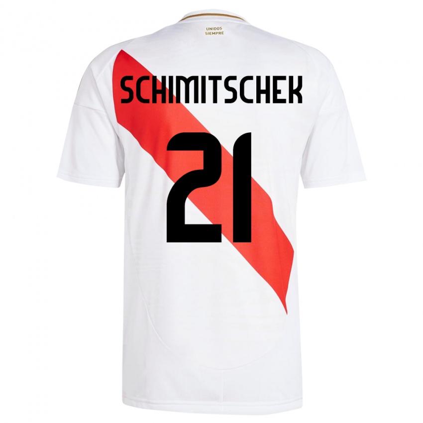 Gyermek Peru Ian Schimitschek #21 Fehér Hazai Jersey 24-26 Mez Póló Ing