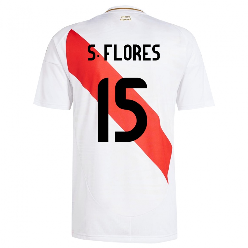 Gyermek Peru Scarleth Flores #15 Fehér Hazai Jersey 24-26 Mez Póló Ing