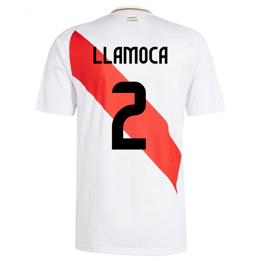 Gyermek Peru Braelynn Llamoca #2 Fehér Hazai Jersey 24-26 Mez Póló Ing