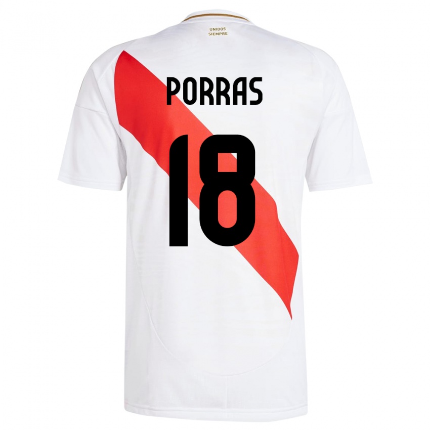 Gyermek Peru Sashenka Porras #18 Fehér Hazai Jersey 24-26 Mez Póló Ing