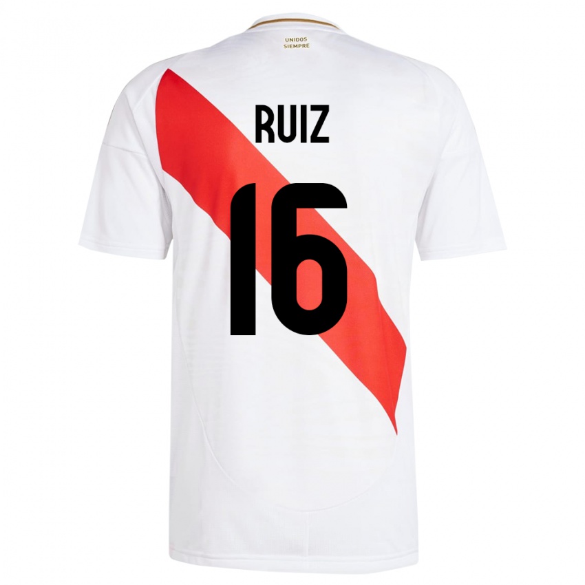 Gyermek Peru Birka Ruiz #16 Fehér Hazai Jersey 24-26 Mez Póló Ing