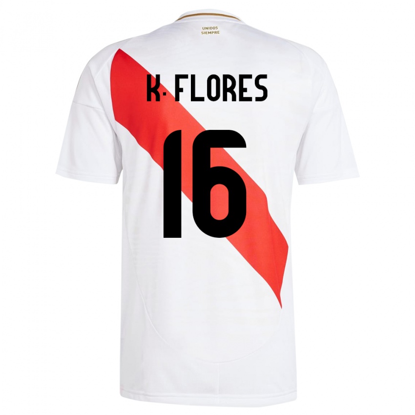 Gyermek Peru Kimbherly Flores #16 Fehér Hazai Jersey 24-26 Mez Póló Ing