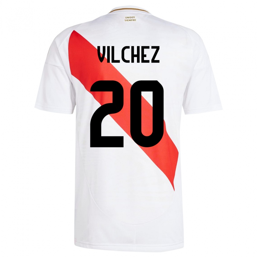 Gyermek Peru Alondra Vílchez #20 Fehér Hazai Jersey 24-26 Mez Póló Ing