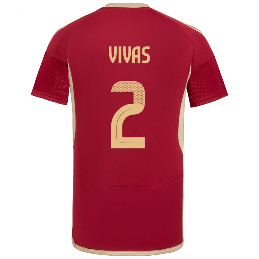 Gyermek Venezuela Carlos Vivas #2 Burgundia Hazai Jersey 24-26 Mez Póló Ing