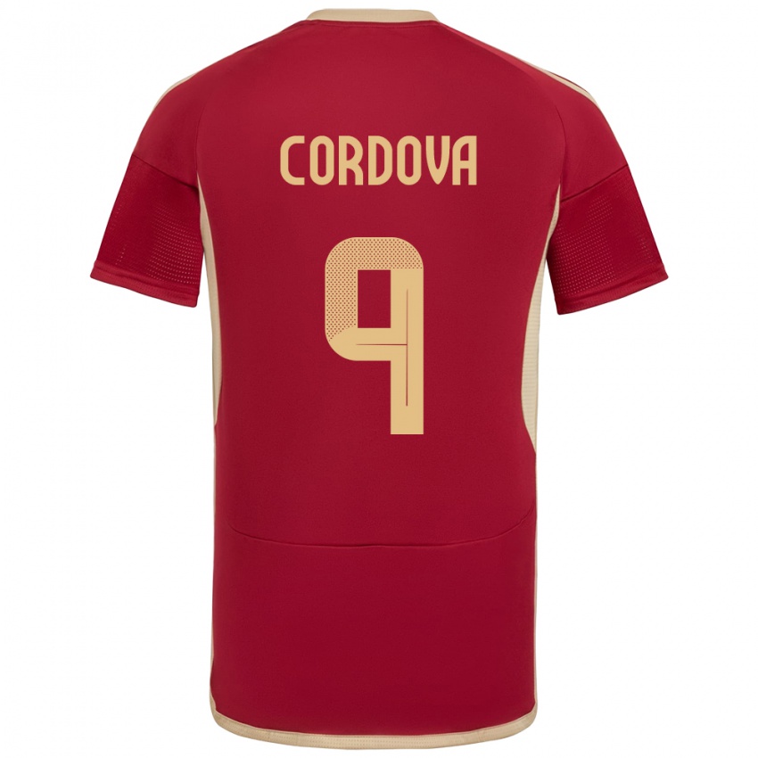 Gyermek Venezuela Sergio Córdova #9 Burgundia Hazai Jersey 24-26 Mez Póló Ing