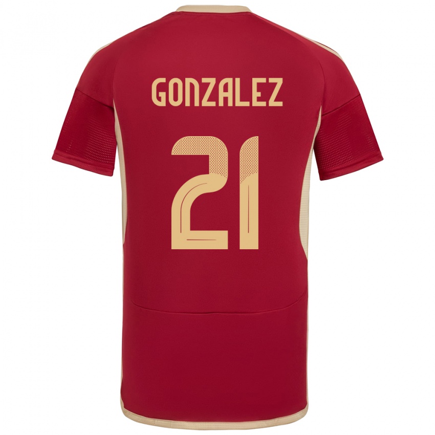 Gyermek Venezuela Alexander González #21 Burgundia Hazai Jersey 24-26 Mez Póló Ing