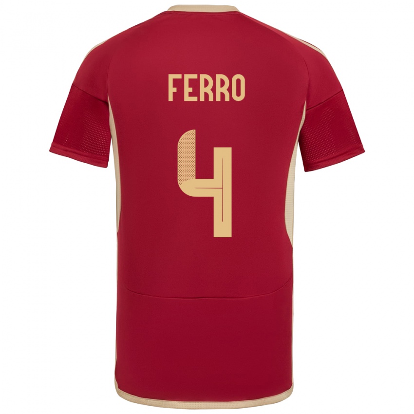 Gyermek Venezuela Andrés Ferro #4 Burgundia Hazai Jersey 24-26 Mez Póló Ing