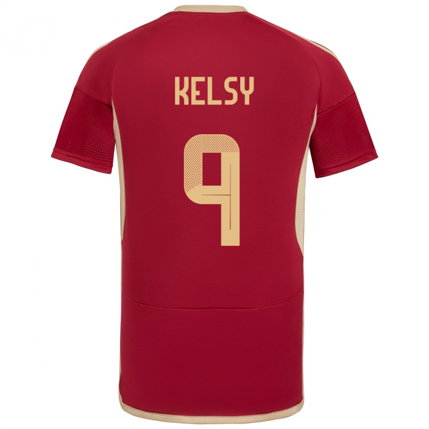 Gyermek Venezuela Kevin Kelsy #9 Burgundia Hazai Jersey 24-26 Mez Póló Ing